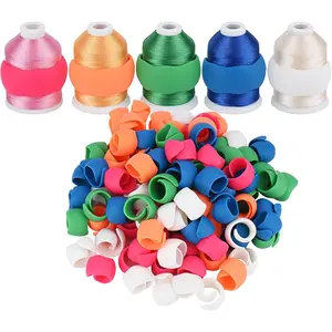 100pcs Upgraded Thread Holder Spool Huggers Compatible with Larger spools Keep Thread Spool Neat&Organized for Sewing and Embroidery Machine Thread Spools