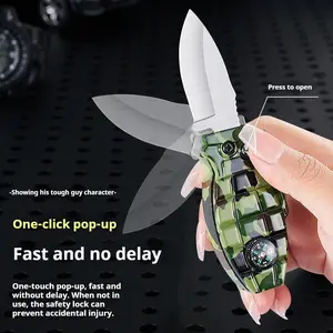 (Gas Not Included) Creative Novelty Hand Grenade Shape Lighter, Windproof Torch LighterRefillableAdjustable Multi-Function Lighter Included Compass Folding knife Combination set for Kitchen Outdoor Emergency Self-Defense