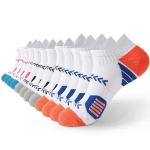 6-Pair Athletic Ankle Socks for Men & Women - Moisture Wicking Breathable with Cushioned Sole for Running, Gym, Workout | Keep Feet Dry & Comfortable Anti-Slip Durable Sport Socks Striped Design