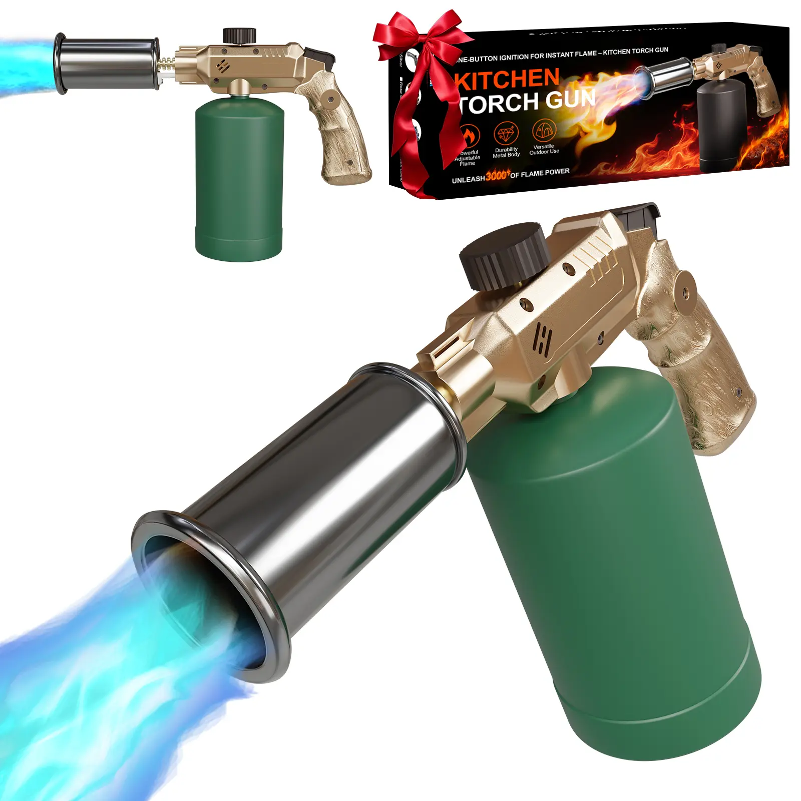 TAUSOM Kitchen Torch Gun - 3000°F Heavy-Duty Propane Torch for Cooking, BBQ, Crème Brûlée, & More – Cool Gift for Men, Outdoor & Christmas Use