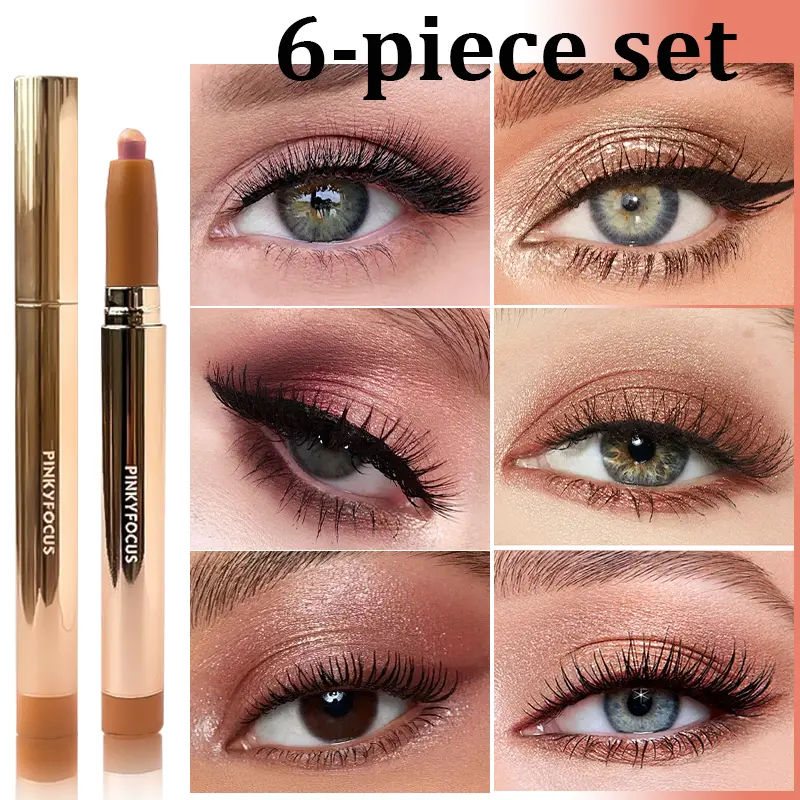 HERORANGE 6-Piece Creamy Glitter Eyeshadow Stick Set, Long-Lasting Crease-Proof Cosmetic, Easily Blend Natural Multi-Use Highlighter for Beginners, Mother’s Day & Valentine’s Day Gift, Eye Area