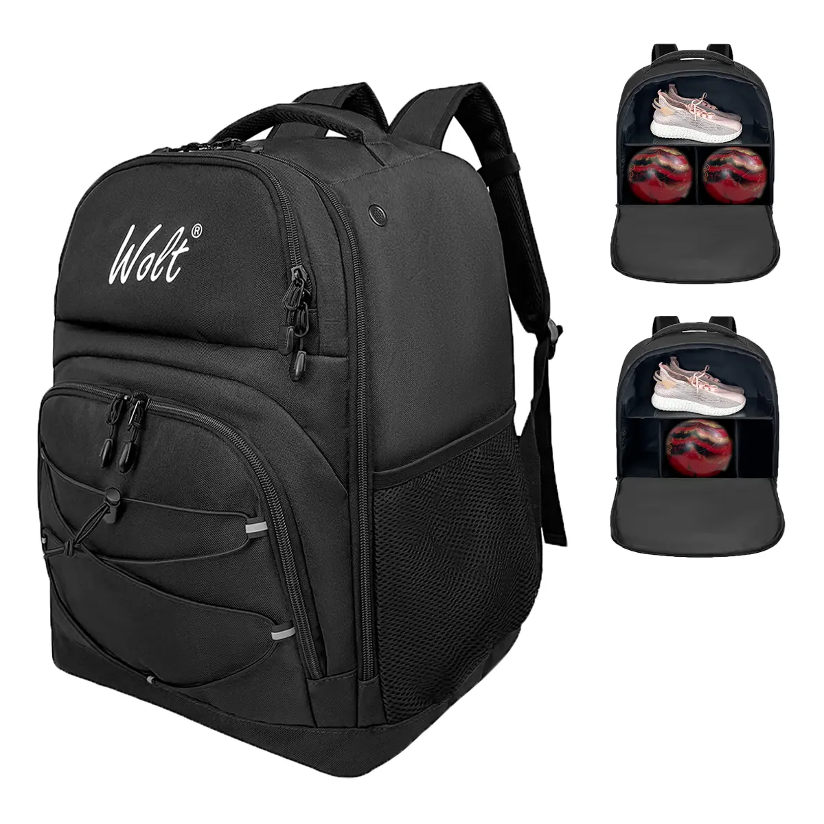 4-Ball Bowling Bag With Wheels - 3-Ball Roller + 1-Ball Tote, Separate Shoe Compartment (Fits Men's Size 16 Shoes)