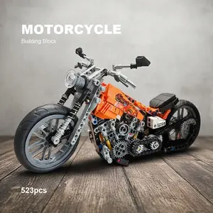 Vintage Motorcycle Building Toy Set, 523pcs Home Decor Blocks, Suitable for Kids 6+, Birthday Gift, Unisex Bricks & Parts, Motorcycle Model
