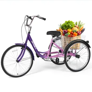 Adult Tricycle 7 Speed Trikes 3 Wheel 26'' Bikes for Adults, Trike for Women Men, Rear Removable Wheeled Baskets - Seniors & Commuters, 350 lb - Green