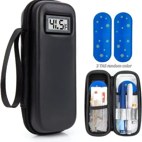 Insulin Cooling Travel Case with Temperature Display, Multifunctional Insulated Thermal Bag, Cooler Bags, TSA-Approved Ice Packs Included, Ideal for Diabetic Patients and Daily Use