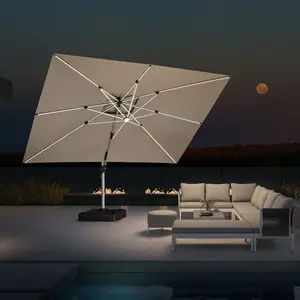 PURPLE LEAF 10x13 ft Rectangular Outdoor Patio Umbrellas with Lights