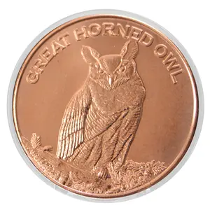 1 oz .999 Pure Copper Coin With Animal Designs With Protective Capsule