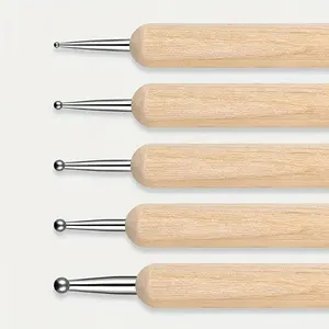 5pcs Double-headed Drawing Pen with Point Bead, Dual-purpose Point Drill, Carving, Wooden Rod, Marking, Pottery Mud, Crimping Functions