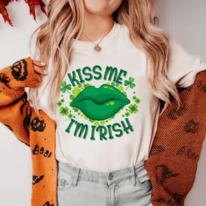 6 Pack St Patrick's Day Heat Transfer Vinyl Patches for Clothes DIY Washer Safe Tshirt Iron on Decals Shamrock Applique Stickers