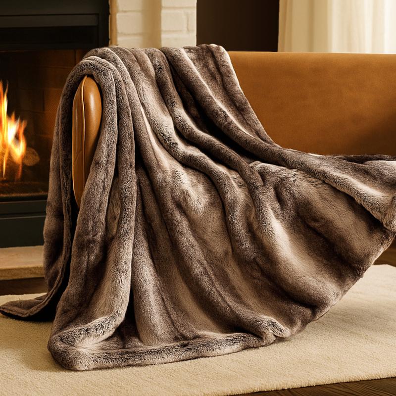 Bare Home Faux Fur Blanket - Luxurious, Cozy Warm Throw Blanket