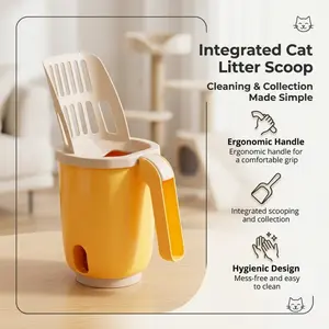 Integrated Cat Litter Scoop with Ergonomic Non-Slip Handle, All-in-One Scooper and Waste Collector, Mess-Free Pet Poop Sifter for Cat Litter Box Cleaning and Daily Pet Care