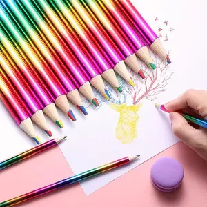 40Pcs Rainbow Pencils, 4 Color in 1 Rainbow Colored Pencils, Art Supplies, Coloring Pencils, Gifts for Students,(6.9 inch)  - Home Improvement.