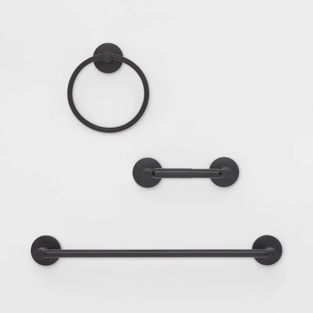 Threshold Bath Hardware Set 3-Piece Black Metal