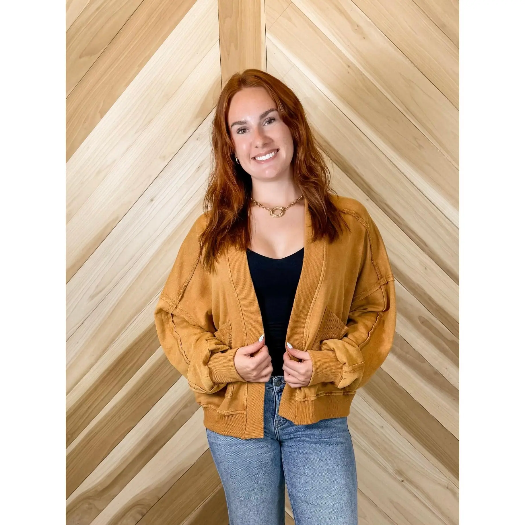 Mineral Wash Balloon Sleeve Cardigan