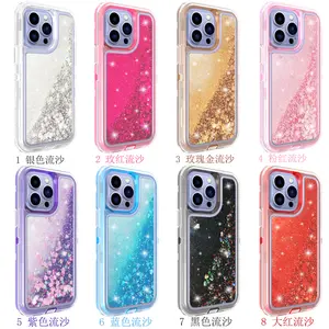 Military Grade Protection Liquid Glitter Gradient Quicksand Case for iPhone 15 Pro Max 11 Pro 12 13 Mini Pro 14 Plus Hybrid Case