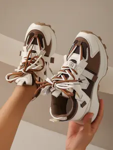 New Women's Thick Sole Running Sports Shoes, Fashionable Running Shoes, Stylish Breathable Mesh Lace-Up Sneakers for All Seasons, Comfortable Casual Footwear