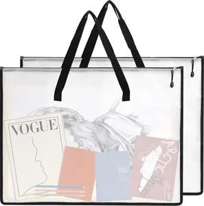 EOOUT 2 Pack 18.5X24.8 Inches Art Portfolio Case, Portfolio Folder for Artwork, Posters Storage Bag with Zipper and Handle Mesh Folder Organizers for Poster, Scrapbook, Keepsake and Bulletin Board