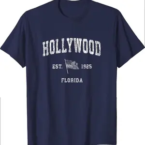 Hollywood Florida Fl T-shirt, Vintage Us Flag Sports Tee