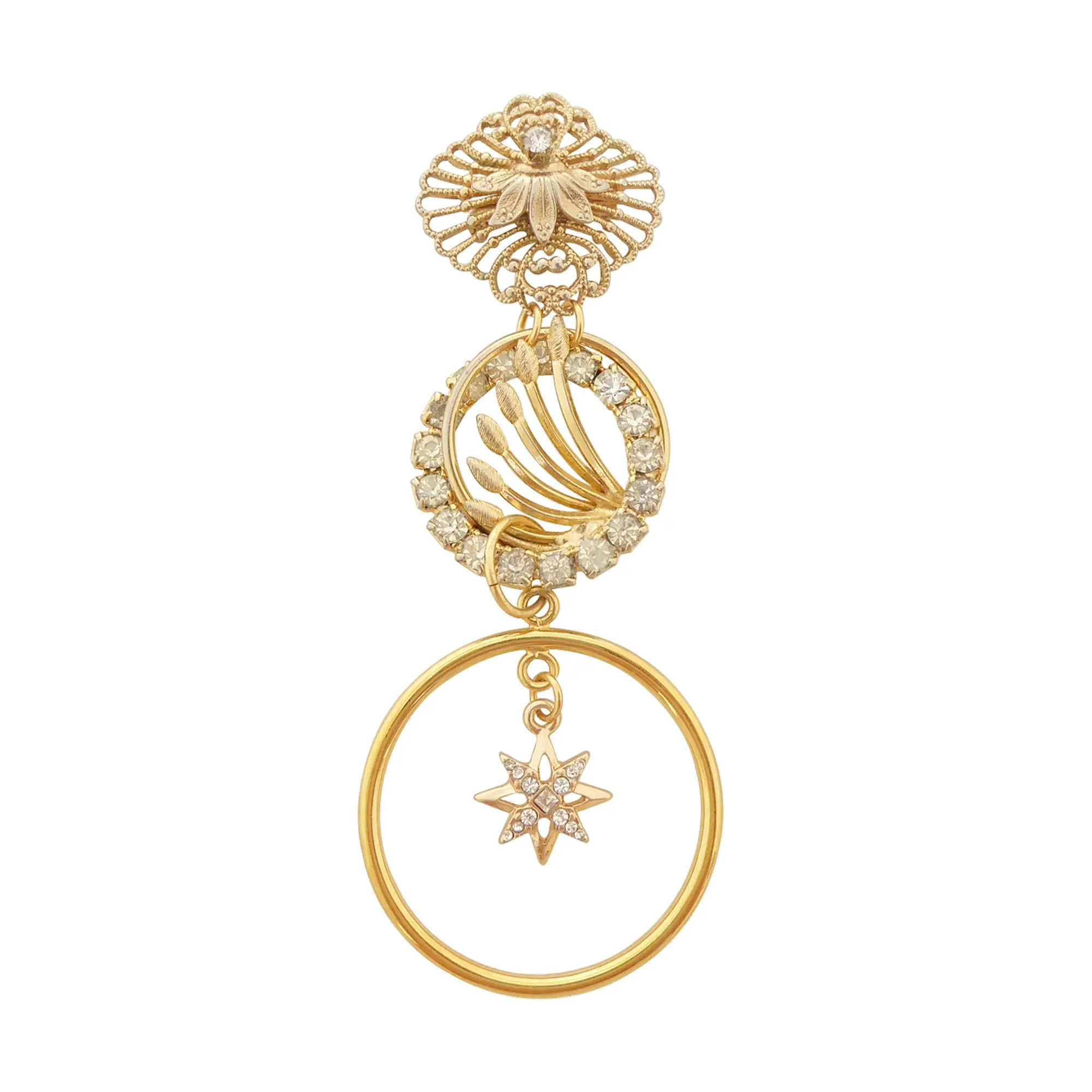 Gold compass brooch