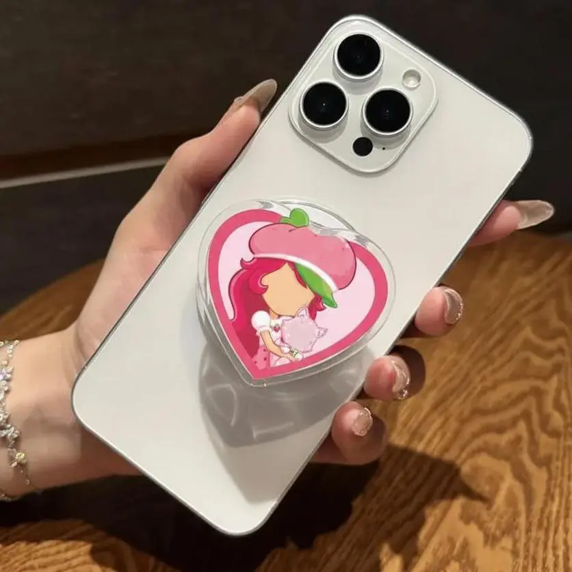 Adorable Strawberry Girl Magsafe Phone Grip – Cute Pink Phone Accessory