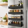 4 Pack Magnetic Spice Rack with Hooks for Refrigerator, Magnetic Shelf for Fridge Space Saving Seasoning Organizer