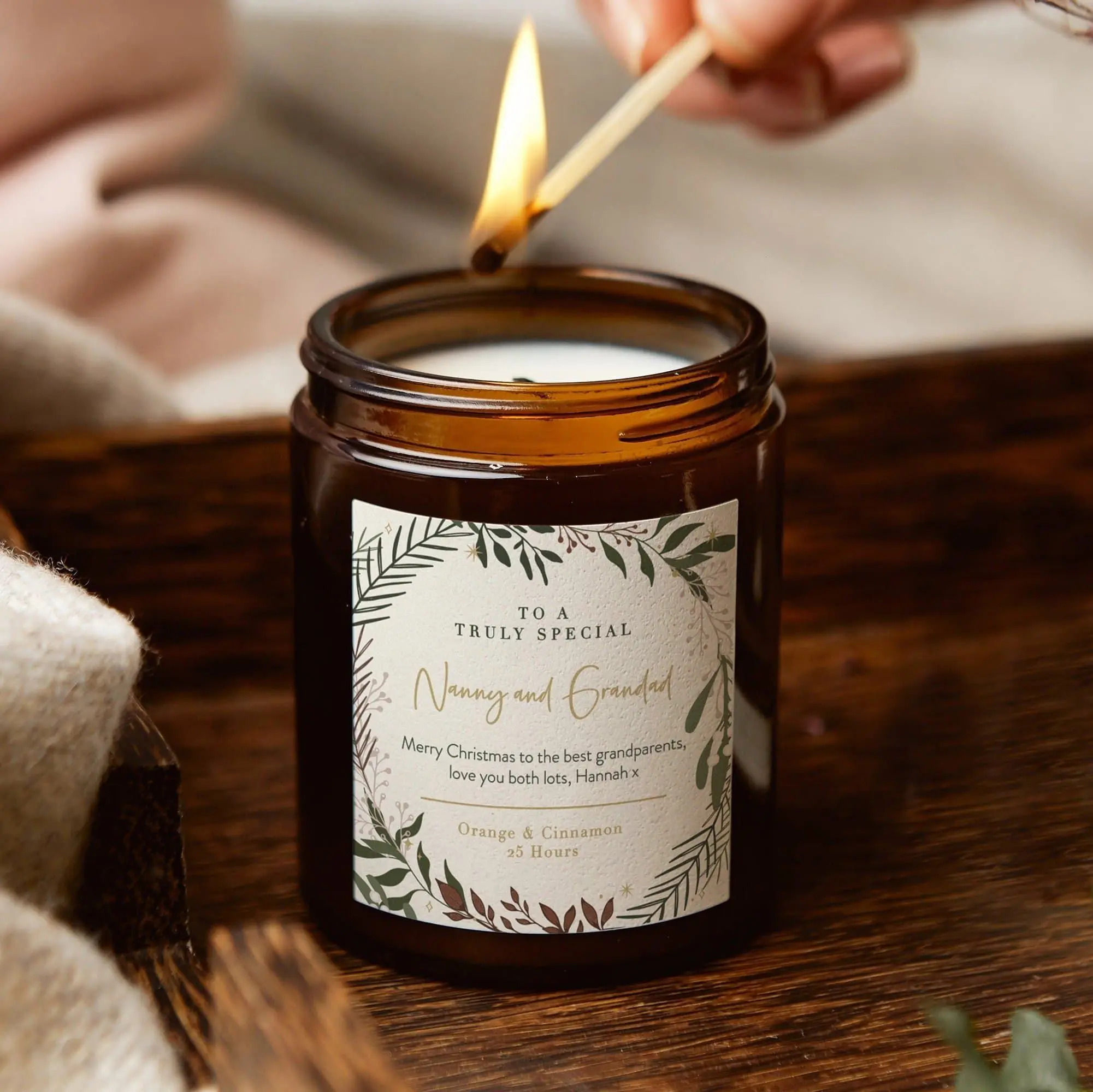 Grandparents Christmas Gift - Personalised Candle Christmas Gift For Grandma Granddad - Christmas Scented Candle