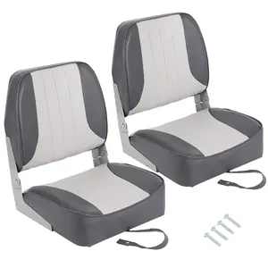 2 Pack Waterproof Folding Boat Seats, High & Low Back Marine Captain Chairs with thick sponge padding, made of durable PVC and stainless steel hardware, multi-color options, comfortable seating perfect for fishing boats, jon boats and speedboats