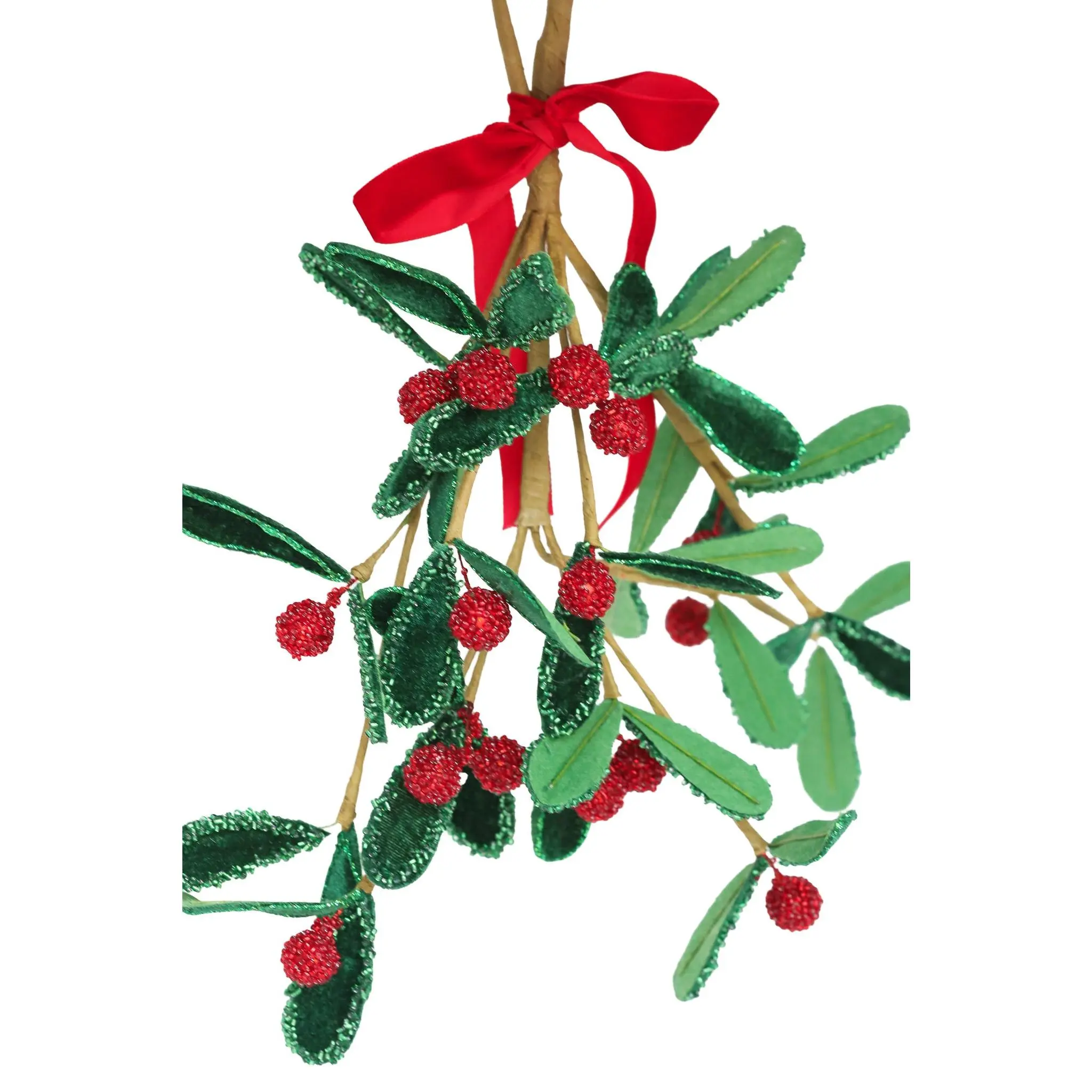 Beaded Velvet Mistletoe Branch