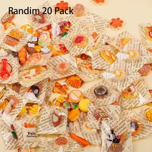 20 Piece Mini Simulation Tea Party Toy Food Set, Pretend Cooking Set, Miniature Cooking Set, DIY Cake Dessert Bread Playset, Individually Packaged Micro Scale Toys for Parties and Gardens