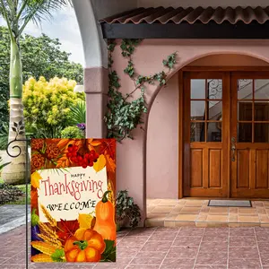 Thanksgiving Pumpkin Garden Flag, Vertical Double-Sided Autumn Decoration, 12x18 Inch Outdoor Welcome Banner Gift for Family & Friends