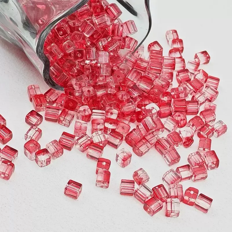 【A013】Premium Glass Cube & Bamboo Bead Assortment - 7x7mm Exquisite Glass Cubes, 6x12mm Square Bamboo Pieces for Beaded Jewelry Making, Premium Glass Beads