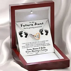 To My Future Aunt Necklace, New Aunt Gift, Soon to be Aunt, Interlocking Hearts Necklace, Reveal to Aunt to be Gift, Aunt announcement Promoted to Aunt Gift, Expectant Auntie You are getting promoted. Necklace Jewelry With Meaningful Messages Card & Box