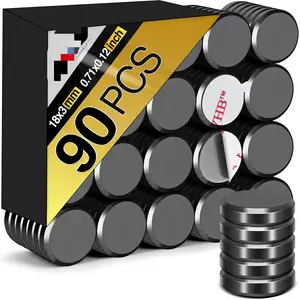 90Pcs Magnetic Adhesive Dots for Crafts 0.7 * 0.12inch Strong Ceramic Magnets with Adhesives Backing Small Round Button Magnet Dot Heavy Duty Double Sided for Refrigerator Fridge School