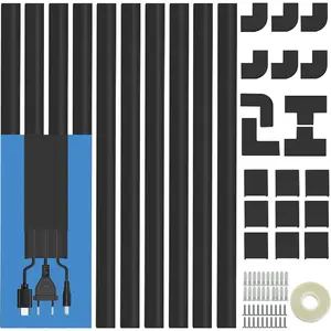 Cord Cover Raceway Kit - 157"  Concealer, Wire Hider for TV Wall Mounting and Wire Management, Black