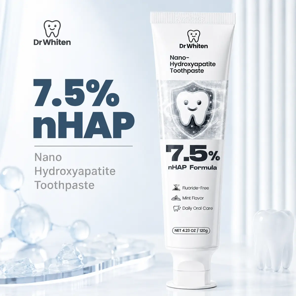 【Back To School】Fluoride-Free Nano Hydroxyapatite Toothpaste | Advanced Enamel Repair & Long-Lasting Fresh Breath | Mild Mint | 4.23 oz