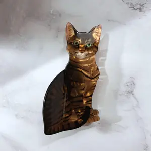 Velvet Claws Ultra Realistic Brown Tabby Cat Hair Claw Acetate Lightweight 4.25" Long Perfect for Cat Lovers