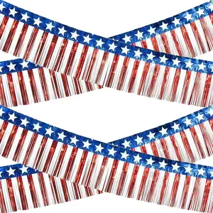 4th of July Decorations 2 Pack 10FT Red White Blue Streamer Patriotic Flag Banner Party Favors for 250th Anniversary America Outdoor Home Memorial Day Decor