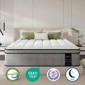 【Flash Sale-LC】12 inch California king size fiberglass bed sore spring mattress,hybrid mattress in a Box, comfortable sleep Medium Firm Memory certi pur Foam and Pocket Springs, Strong Edge Support, Pressure Relief Set, colcho para cama