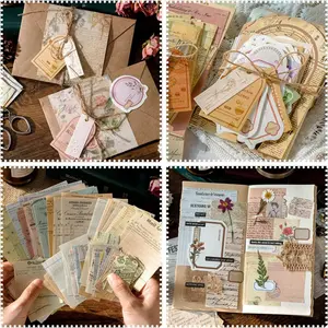 400Pcs Scrapbook Supplies Kit,4 Pack of Vintage Scrapbook Paper for Planner Bullet Junk Journal Supplies, Decoupage Paper Card Making Supplies and Scrapbooking Supplies DIY Mixed Media Collage Card