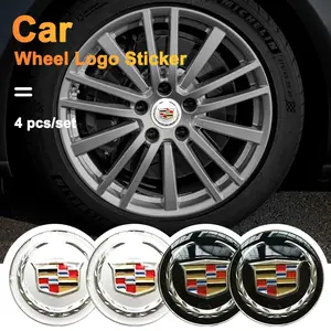 4pcs 56mm Car Wheel Center HUB Cap Rim Cover Stickers, Fits Cadillac Escalade Ats Bls Ct4 Ct6 Srx Sts Xt4 Xt5 Slr Xt6 Xts, Car Accessories, Car Vehicle Decoration