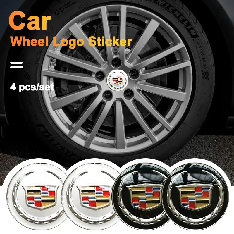 4pcs 56mm Car Wheel Center HUB Cap Rim Cover Stickers, Fits Cadillac Escalade Ats Bls Ct4 Ct6 Srx Sts Xt4 Xt5 Slr Xt6 Xts, Car Accessories, Car Decals, Automotive Decals, Automobile Decals, Car Vehicle Decoration