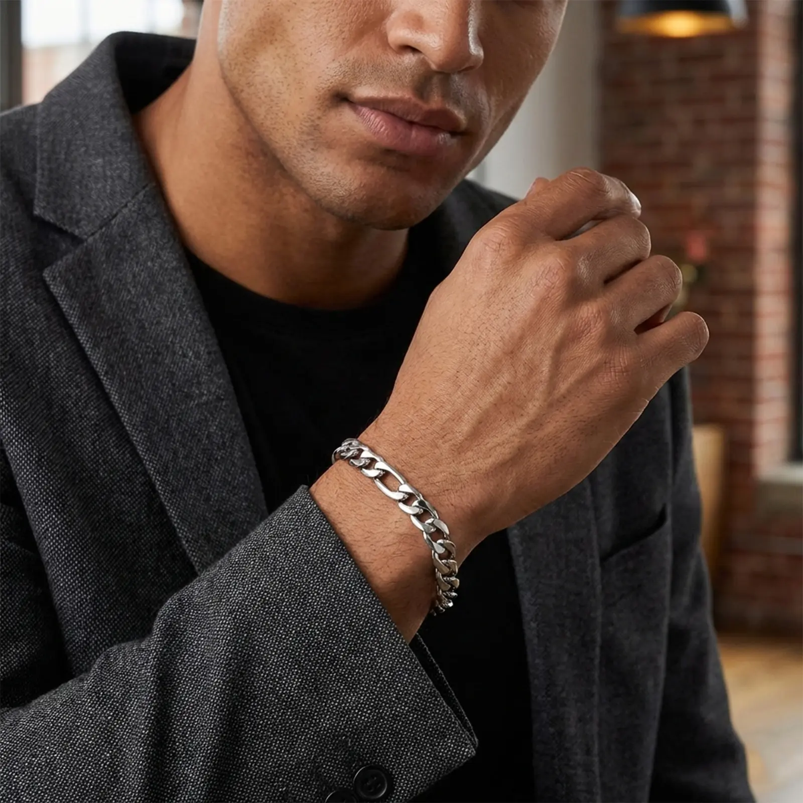 Figaro Bracelet for Men and Women, 8/9inch Stainless Steel Chain link Bracelet, Gold Plated Fashion Jewelry Bracelet Gift for Birthday