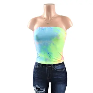 Women's Tie Dye Strapless Tube Top - Final Sale Soft - Polyester Sleeveless Womenswear Spandex