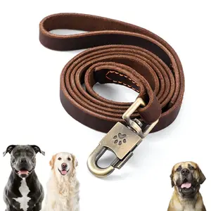 Leather Dog Leash 6FT * 3/4"- Braided, Heavy Duty Dog, Adjustable Crossbody Dog Leash, Durable Material, Ideal for Outdoor Use bungee