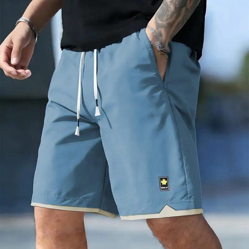 Men Shorts Classic Drawstring Shorts Handsome Short Pants Casual Beach Shorts Trend Half Pants Short Shorts with Elastic Waist