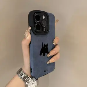 Little Black Cat for iPhone16 case 14 Premium 14/15ProMax Minimalist xsmax All-inclusive Drop proof 16promax