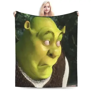 Shrek themed blanket - soft, warm and cozy | Perfect for sofa, bed, office, camping and travel | Charming cartoon design | Multifunctional