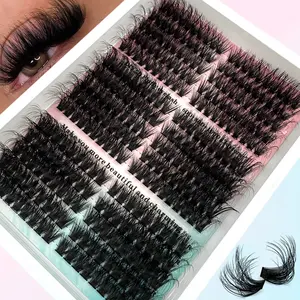 UMIRYAO 290pcs D-Curl Russian Manga Individual Clustered Eyelashes, 60D/80D/100D Thickness, 8-18mm Mixed Lengths, 3D Effect for DIY Eye Makeup, Ideal for Holidays & Gifting, Suitable for Makeup Enthusiasts