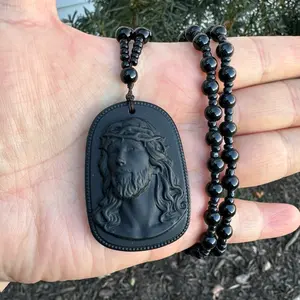Jesus Necklace Handmade with Beads and Pendant