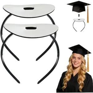 2026 Graduation Season 2 Pack No-Slip Graduation Cap Headband Insert, Firm Anti-Fall Hair Band Holder with Hook and Loop Sticker, Secure Grad Hat & Hairstyle for Graduates Students Women Men Reliable Grip for All-Day Ceremony, Fits Most Head Sizes